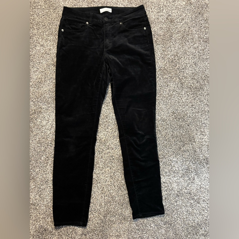 LOFT Black Velvet Curvy Skinny Trousers
